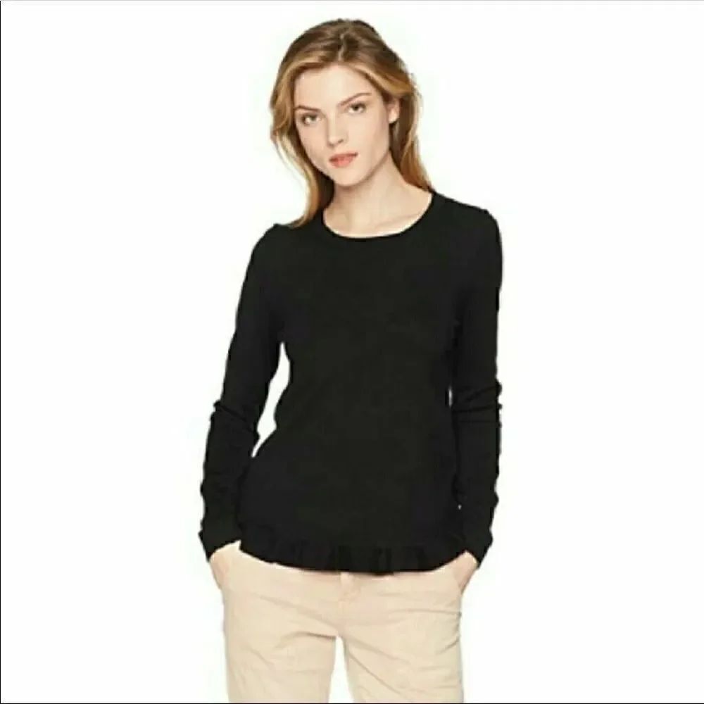 Adrianna Papell | Black Ruffle Hem Sweater | M